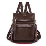Anti Theft PU Leather Backpack Women Zipper Laptop Travel Bag