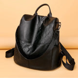 Waterproof PU Leather Backpack for Women Travel Laptop Bag