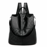 Waterproof PU Leather Backpack for Women Travel Laptop Bag