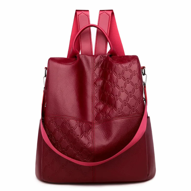 Waterproof PU Leather Backpack for Women Travel Laptop Bag