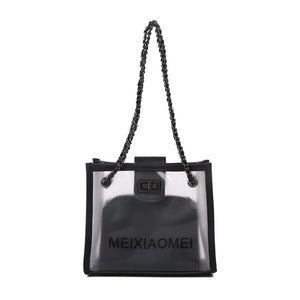 Printed Transparent PVC Leather Shoulder Bag Large Capacity Handbag