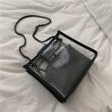 Printed Transparent PVC Leather Shoulder Bag Large Capacity Handbag