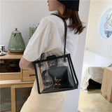 Printed Transparent PVC Leather Shoulder Bag Large Capacity Handbag