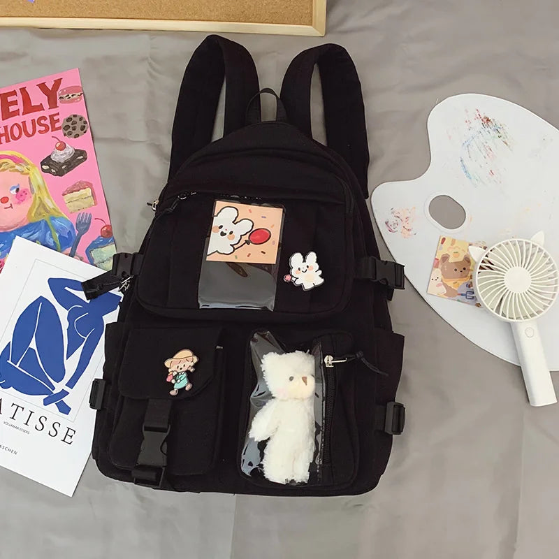 Nylon Women Backpack Student Schoolbag for Teenager Girls