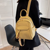 Small PU Leather Backpack Bags for Women Solid Travel Rucksack
