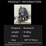 Nylon Camo Graffiti Backpack for Women, Students, Hip-hop, School