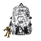 Nylon Camo Graffiti Backpack for Women, Students, Hip-hop, School