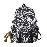 Nylon Camo Graffiti Backpack for Women, Students, Hip-hop, School