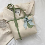 Large Capacity Women Shoulder Bags PU Lrather Hand Bags with Bow Female