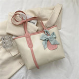 Large Capacity Women Shoulder Bags PU Lrather Hand Bags with Bow Female