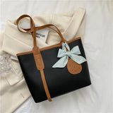 Large Capacity Women Shoulder Bags PU Lrather Hand Bags with Bow Female