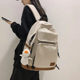 Casual Pure Women Backpack Men Contrast Schoolbag Laptop Bags
