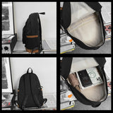Casual Pure Women Backpack Men Contrast Schoolbag Laptop Bags