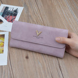 Women's Long Solid Covered Purses Soft Wallet PU Clutch Bag