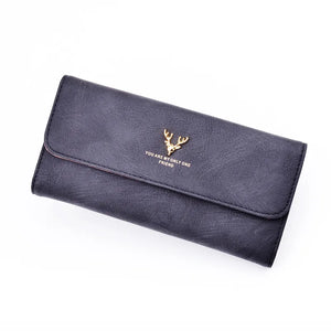 Women's Long Solid Covered Purses Soft Wallet PU Clutch Bag