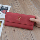 Women's Long Solid Covered Purses Soft Wallet PU Clutch Bag