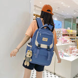 Nylon Multi-pocket Women Backpack Student College School Bag