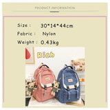 Nylon Multi-pocket Women Backpack Student College School Bag