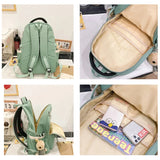 Nylon Multi-pocket Women Backpack Student College School Bag