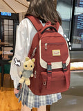 Nylon Multi-pocket Women Backpack Student College School Bag