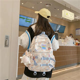 Plaid Nylon Large Capacity Women Backpack Daypack Laptop