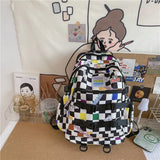 Plaid Nylon Large Capacity Women Backpack Daypack Laptop