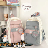 Preppy Style Nylon Women Backpack Collage Student Schoolbags