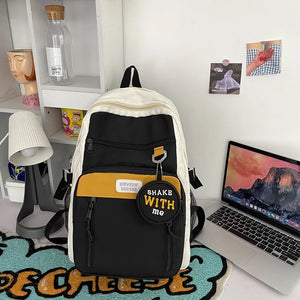 Preppy Style Nylon Women Backpack Collage Student Schoolbags