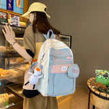 Preppy Style Nylon Women Backpack Collage Student Schoolbags