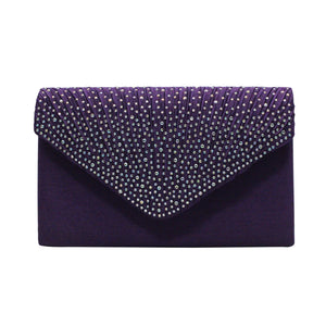 Prom Diamond Clutch Bag Satin Envelope Bridal Evening Party Bag