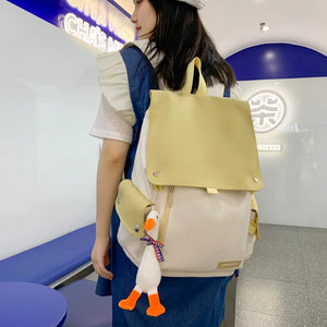 Unisex Stitching Contrast Backpack Large Capacity Outdoor Schoolbag