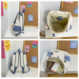 Unisex Stitching Contrast Backpack Large Capacity Outdoor Schoolbag