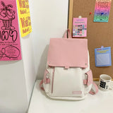 Unisex Stitching Contrast Backpack Large Capacity Outdoor Schoolbag