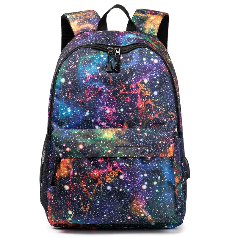 TRAVEASY Star Universe Print Backpack Men Women Teenager School Bag