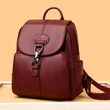 Soft Leather Student Girl School Bag Outdoor Travel Backpack