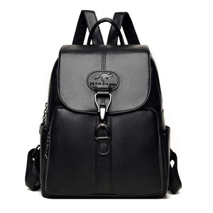Soft Leather Student Girl School Bag Outdoor Travel Backpack