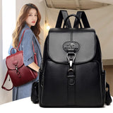 Soft Leather Student Girl School Bag Outdoor Travel Backpack