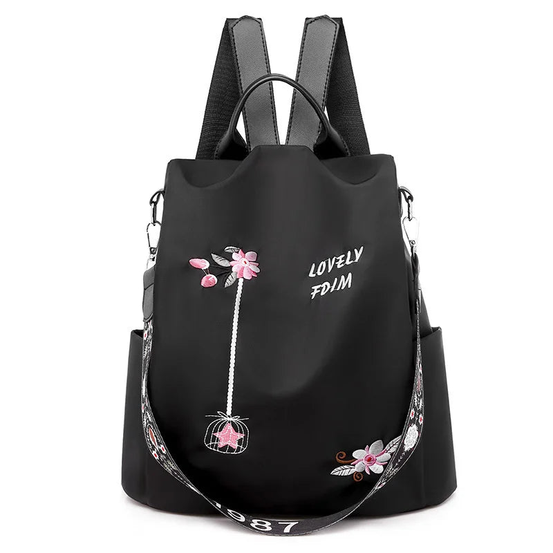 Chinoiserie Embroidered Backpack Female Oxford Flower Women Ethnic Style Bags