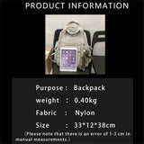 Green Vintage Nylon College Woman Student Bookbag Travel Bag