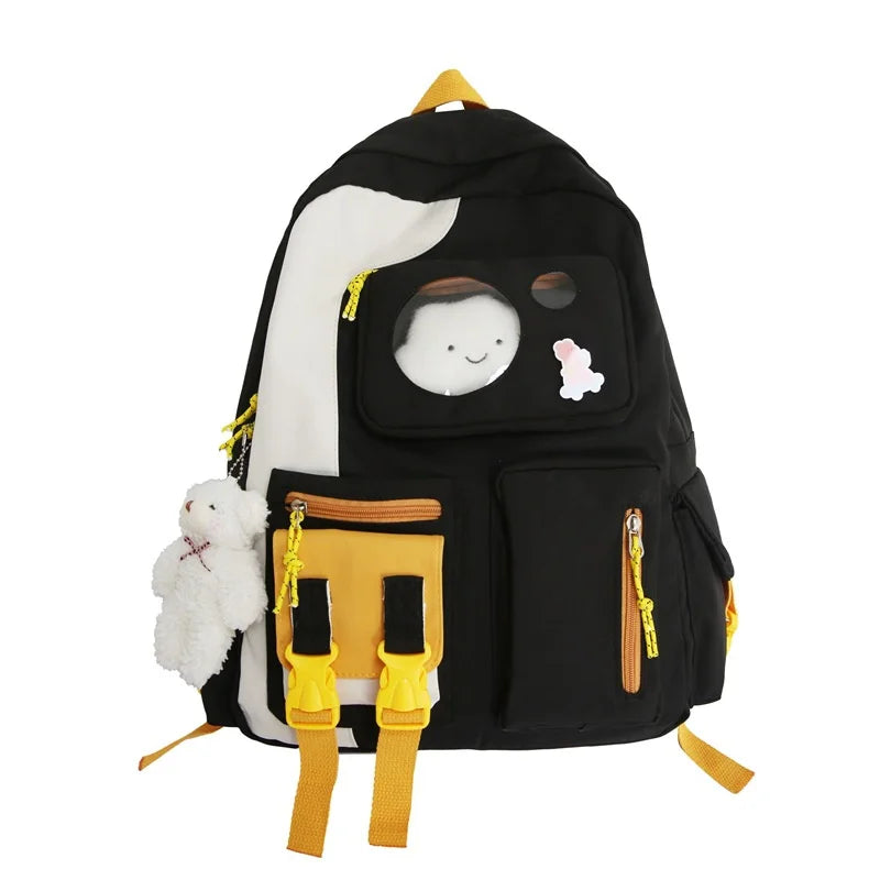 Nylon Backpack Preppy Style School Bag Waterproof Plush Pendan