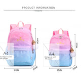 Embroidered Primary Student Girls Pink Gradient Backpack