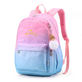Embroidered Primary Student Girls Pink Gradient Backpack