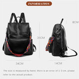 Anti-theft PU Leather Women Bags Waterproof Casual Red Travel Backpack