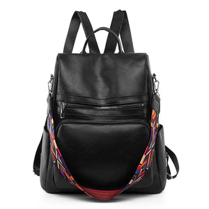 Anti-theft PU Leather Women Bags Waterproof Casual Red Travel Backpack