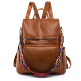 Anti-theft PU Leather Women Bags Waterproof Casual Red Travel Backpack