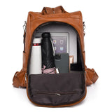 Anti-theft PU Leather Women Bags Waterproof Casual Red Travel Backpack