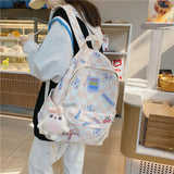 Light Waterproof Plaid Backpack Women Nylon Bookbag for Collage Student Travel B