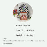 Light Waterproof Plaid Backpack Women Nylon Bookbag for Collage Student Travel B