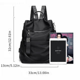 Waterproof Oxford Woman Backpack Rivet Zipper School Bags