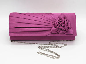 Women Clutch Rose Flowers Evening Bag Ladies Banquet Silk Handbag